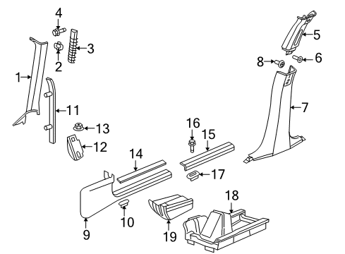 2010 Chrysler 300 Interior Trim - Pillars, Rocker & Floor Diagram