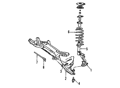 1986 Dodge Charger Front Suspension Components, Lower Control Arm, Stabilizer Bar Diagram