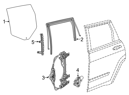 2015 Jeep Cherokee Rear Door - Glass & Hardware Diagram