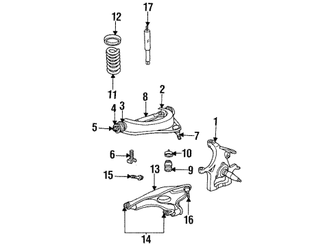 1998 Dodge Ram 2500 Front Suspension, Control Arm Diagram 1 - Thumbnail