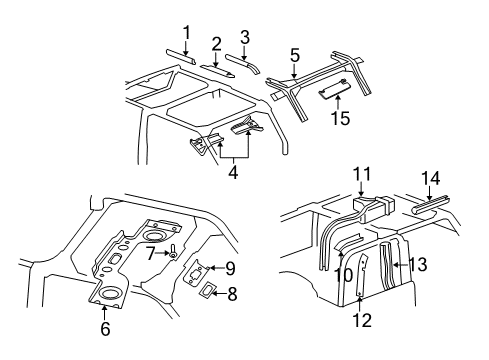 2009 Jeep Wrangler Interior Trim - Roll Bar & Components Diagram