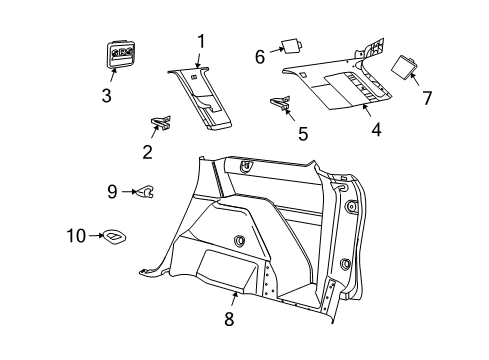 2020 Dodge Journey Interior Trim - Quarter Panels Diagram 2 - Thumbnail