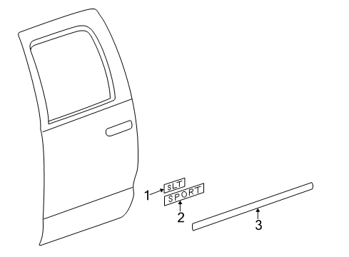 2004 Dodge Ram 1500 Exterior Trim - Rear Door Diagram