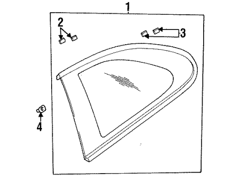 1999 Dodge Avenger Quarter Panel - Glass & Hardware Diagram