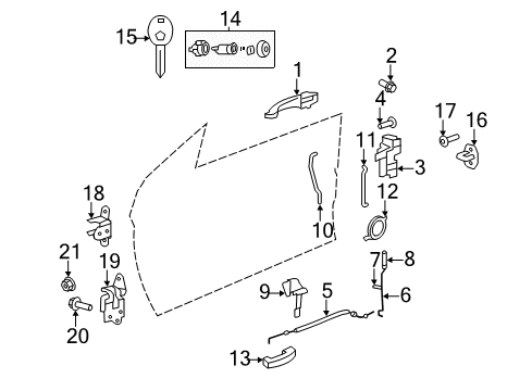 2010 Chrysler Sebring Door - Lock & Hardware Diagram