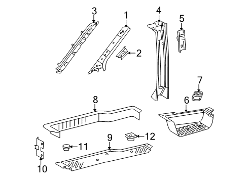 2004 Dodge Sprinter 3500 Interior Trim - Pillars, Rocker & Floor Diagram