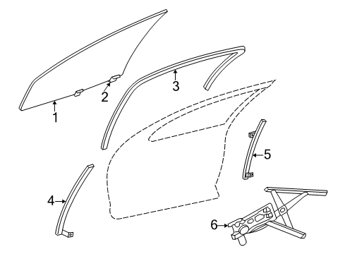 2000 Chrysler Concorde Front Door - Glass & Hardware Diagram