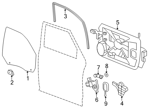 2024 Ram 1500 Classic Glass - Front Door Diagram