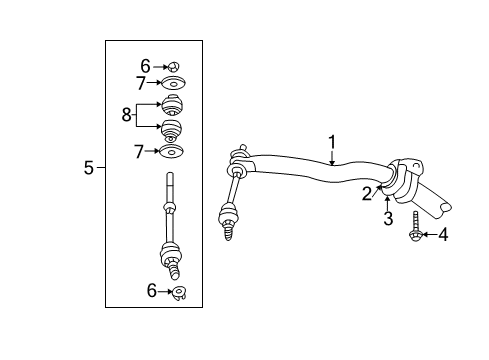 2003 Dodge Ram 2500 Stabilizer Bar & Components - Front Diagram