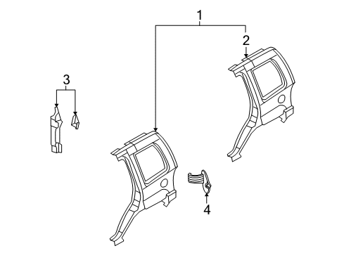 2009 Dodge Nitro Quarter Panel & Components Diagram