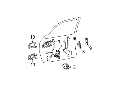 2007 Dodge Dakota Front Door - Lock & Hardware Diagram