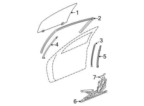 2005 Dodge Stratus Front Door - Glass & Hardware Diagram
