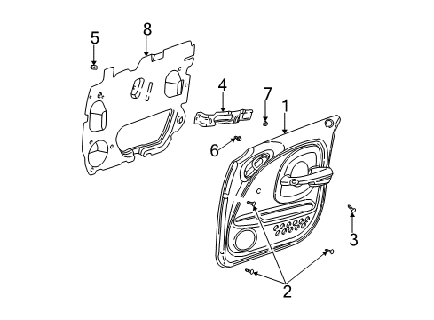2003 Chrysler PT Cruiser Interior Trim - Front Door Diagram
