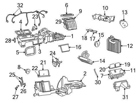 1999 Jeep Grand Cherokee Heater Core & Control Valve Diagram