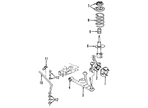 2003 Chrysler PT Cruiser Front Suspension Components, Lower Control Arm, Stabilizer Bar Diagram