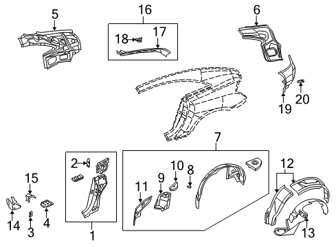 2004 Chrysler Crossfire Inner Structure - Quarter Panel Diagram