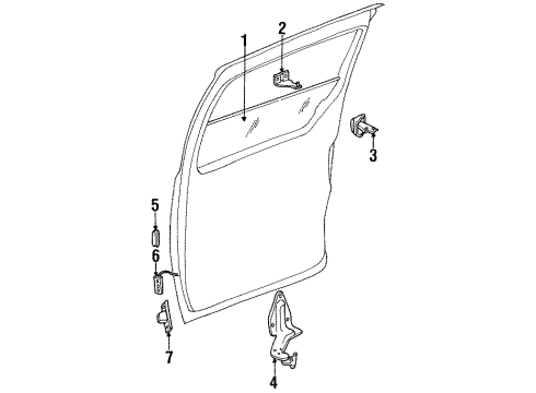 2000 Dodge Grand Caravan Side Loading Door - Glass & Hardware Diagram
