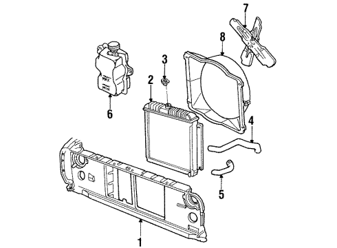 1989 Dodge D100 Radiator & Components, Radiator Support, Cooling Fan Diagram