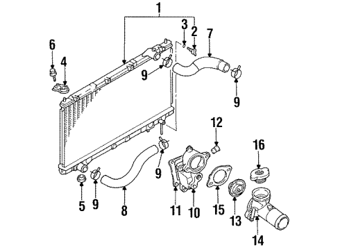 1997 Chrysler Sebring Radiator & Components Diagram 2 - Thumbnail