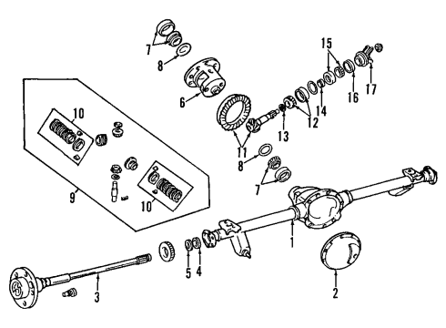 2001 Jeep Grand Cherokee Rear Axle, Differential, Propeller Shaft Diagram