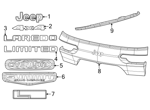 2024 Jeep Grand Cherokee L Exterior Trim - Lift Gate Diagram