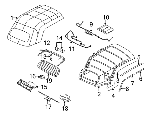 2005 Chrysler PT Cruiser Top Cover & Components Diagram