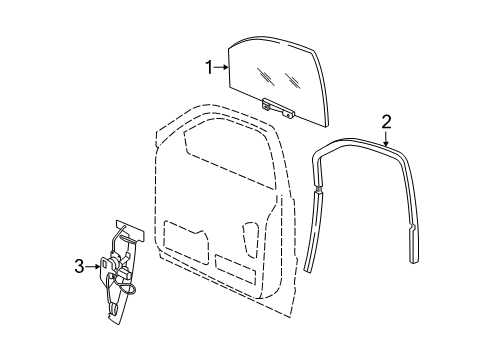2009 Jeep Grand Cherokee Front Door - Glass & Hardware Diagram