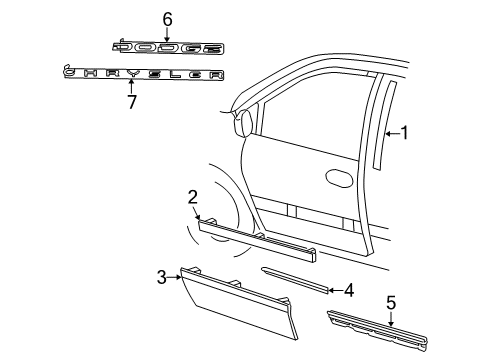 2002 Dodge Grand Caravan Exterior Trim - Front Door Diagram