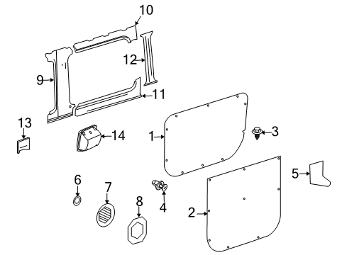 2007 Dodge Sprinter 3500 Interior Trim - Side Loading Door Diagram