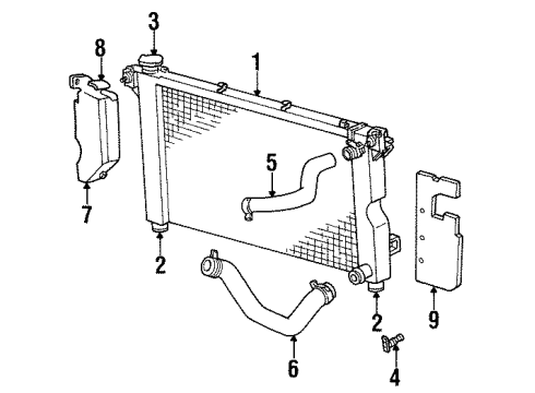 1998 Dodge Caravan Radiator & Components Diagram 1 - Thumbnail