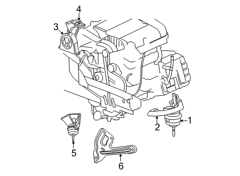 2008 Chrysler Pacifica Engine & Trans Mounting Diagram