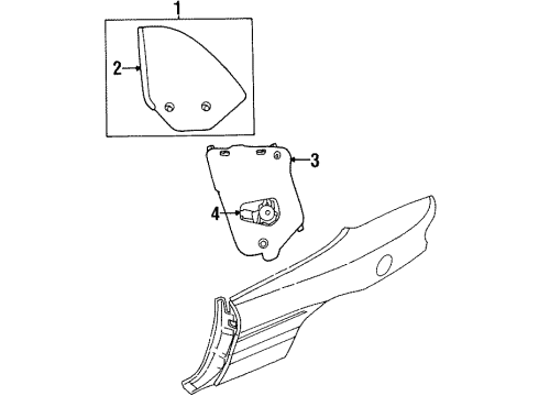1997 Chrysler Sebring Quarter Panel - Glass & Hardware Diagram
