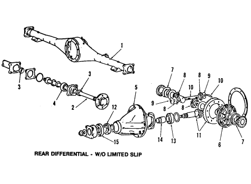 1992 Dodge Ram 50 Rear Axle, Differential, Propeller Shaft Diagram