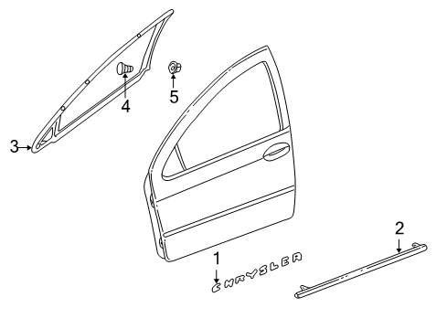 1999 Chrysler 300M Exterior Trim - Front Door Diagram