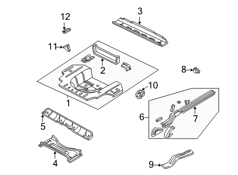 1999 Chrysler 300M Rear Floor & Rails Diagram