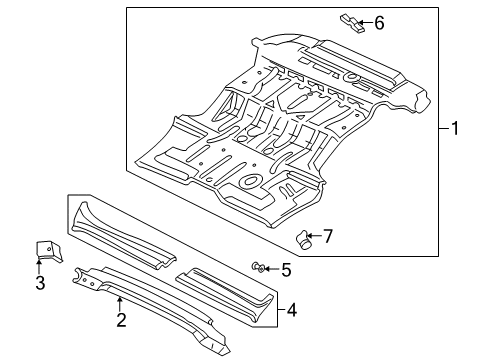 2003 Dodge Durango Rear Floor & Rails Diagram