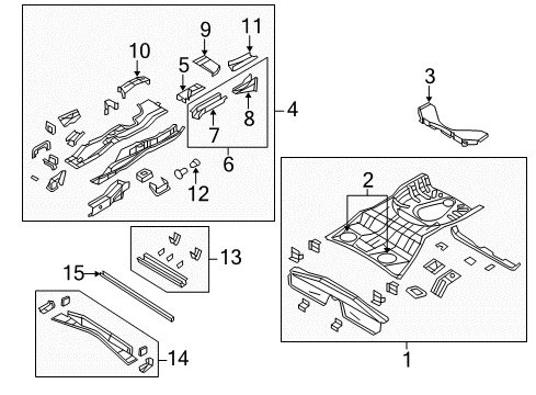 2009 Dodge Caliber Rear Body - Floor & Rails Diagram