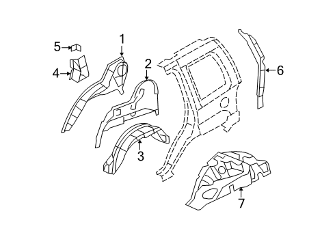 2009 Dodge Nitro Inner Structure - Quarter Panel Diagram