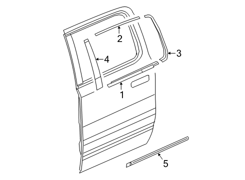 2019 Ram 1500 Exterior Trim - Rear Door Diagram