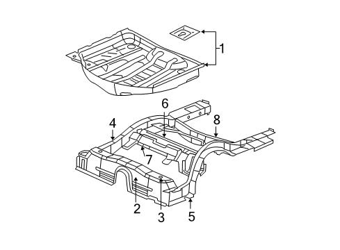 2006 Dodge Magnum Rear Body - Floor & Rails Diagram