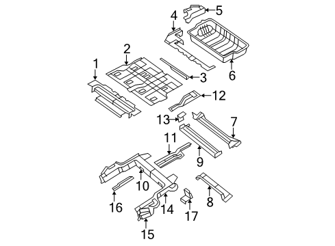 2019 Dodge Grand Caravan Rear Body - Floor & Rails Diagram