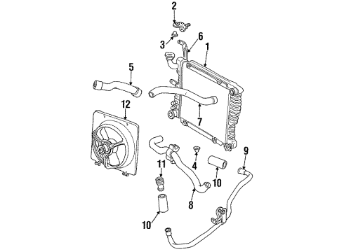 1990 Dodge Daytona Radiator & Components, Cooling Fan Diagram
