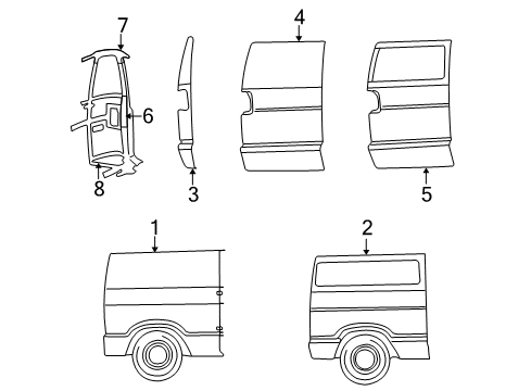 1996 Dodge B2500 Side Panel & Components, Exterior Trim Diagram 2 - Thumbnail
