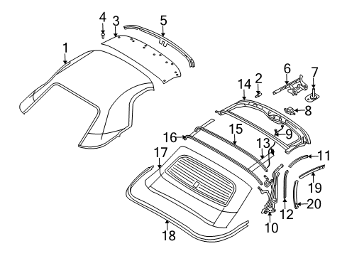 2008 Dodge Viper Top Cover & Components Diagram