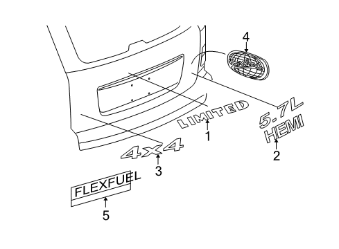 2009 Jeep Commander Exterior Trim - Lift Gate Diagram