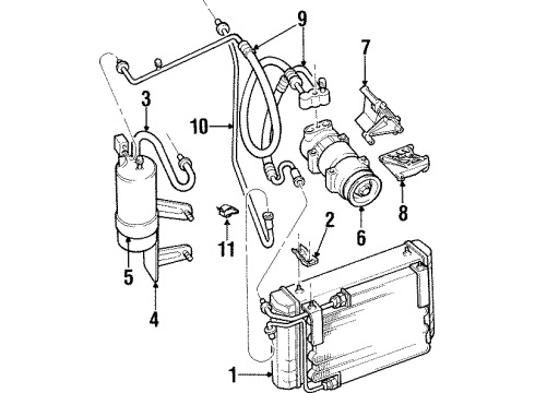 1997 Jeep Cherokee A/C Condenser, Compressor & Lines Diagram