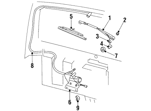 1997 Jeep Cherokee Lift Gate - Wiper & Washer Components Diagram
