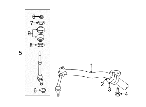 2008 Dodge Ram 1500 Stabilizer Bar & Components - Front Diagram