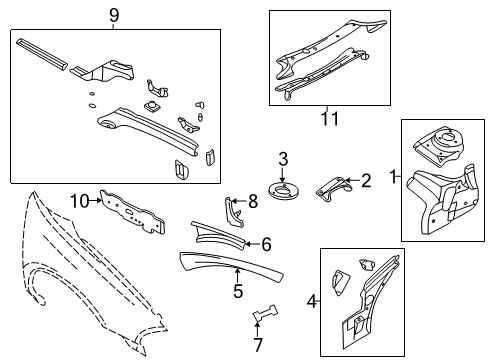 1999 Chrysler 300M Structural Components & Rails Diagram