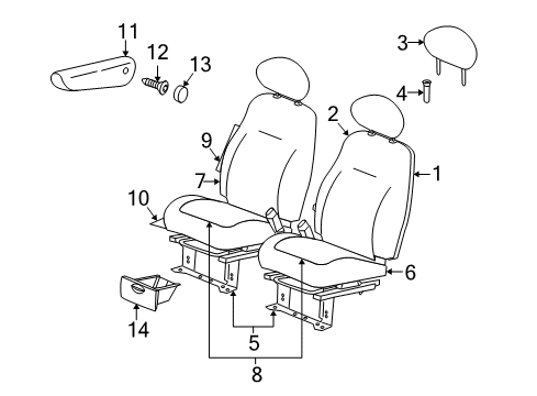2005 Chrysler PT Cruiser Front Seat Components Diagram 3 - Thumbnail